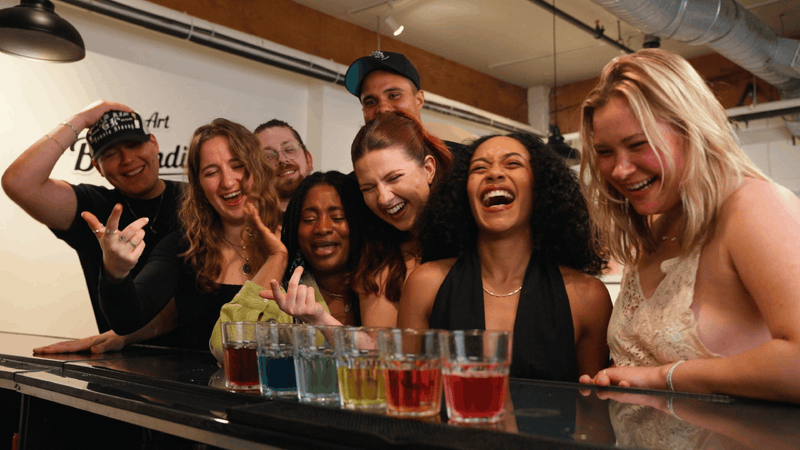Students at the Fine Art bar